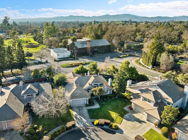 bird's eye view featuring a mountain view