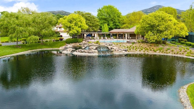 property view of water featuring a mountain view