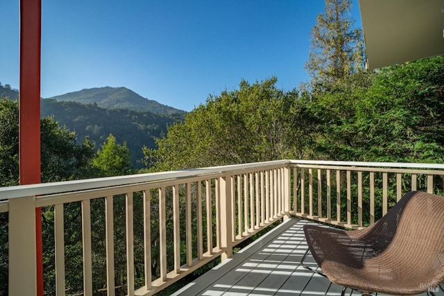 deck with a mountain view