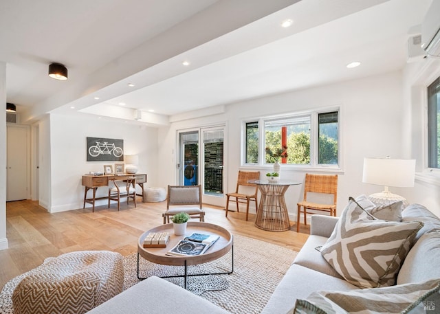 living room featuring light hardwood / wood-style flooring