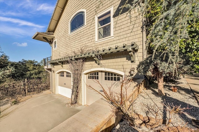 view of home's exterior with a garage