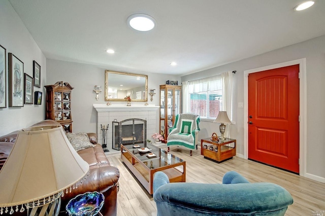 living room featuring light hardwood / wood-style floors