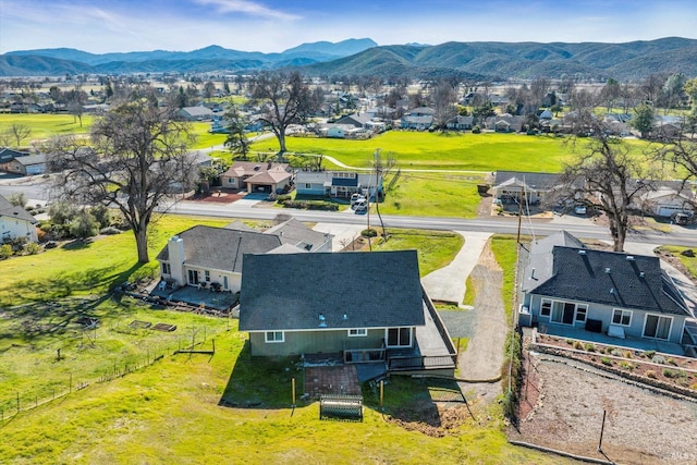 bird's eye view with a mountain view