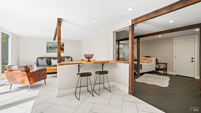 kitchen featuring a breakfast bar area