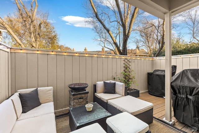 deck with an outdoor living space