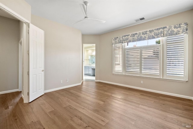 interior space featuring ceiling fan and light hardwood / wood-style floors