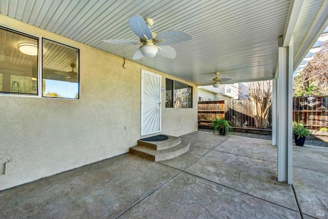 view of patio / terrace with ceiling fan