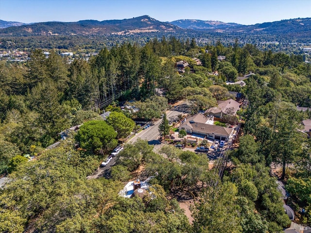 birds eye view of property with a mountain view