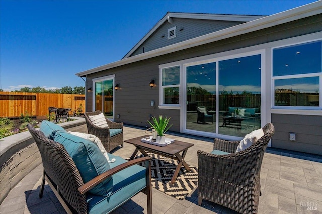 view of patio featuring an outdoor hangout area