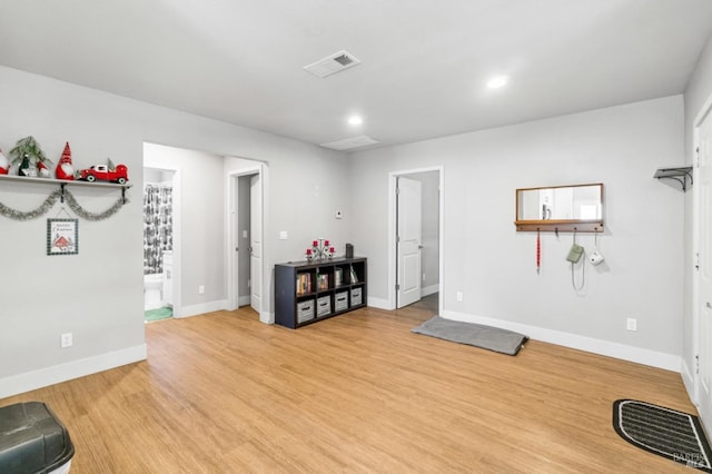 misc room with light hardwood / wood-style floors