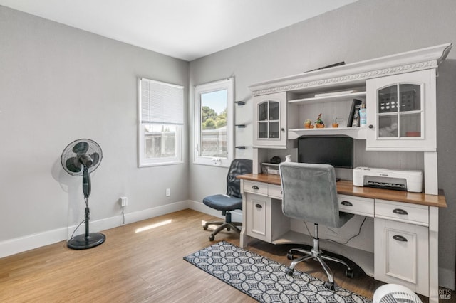 home office featuring light hardwood / wood-style flooring