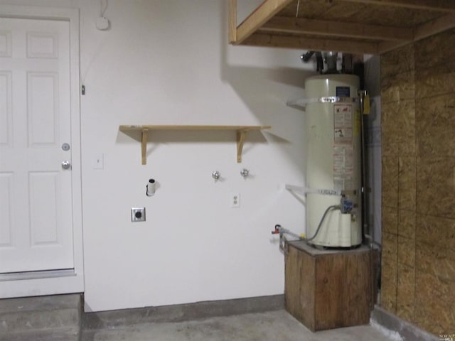 washroom with hookup for an electric dryer and water heater