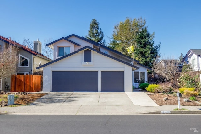 view of front of property with a garage