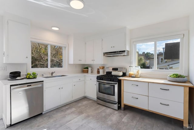 kitchen featuring white cabinetry, appliances with stainless steel finishes, and sink