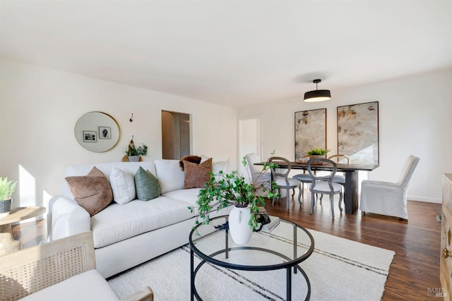 living room featuring dark hardwood / wood-style floors