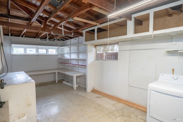 basement featuring washer / dryer