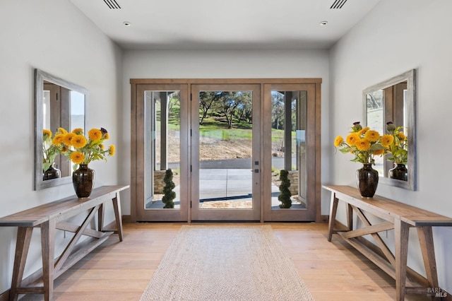 doorway featuring a healthy amount of sunlight and light wood-type flooring