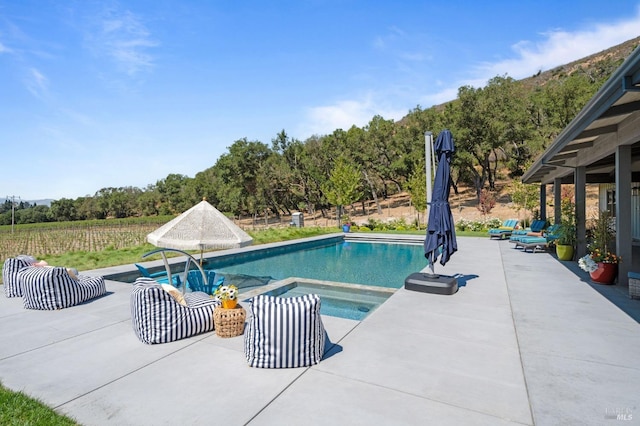 view of swimming pool featuring a patio