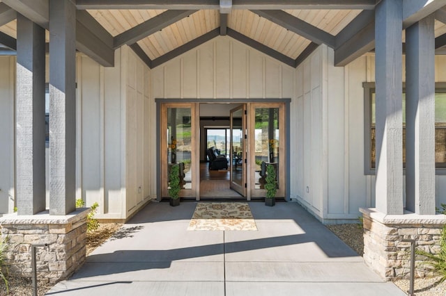 view of exterior entry with french doors