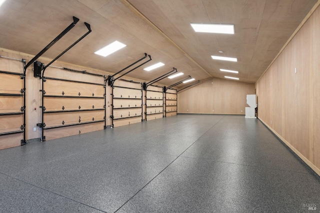 garage with wooden walls