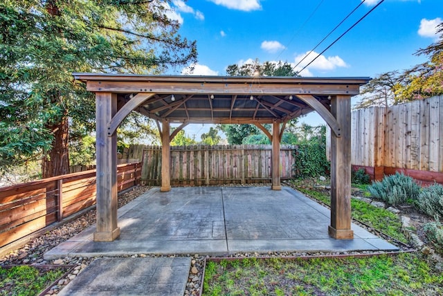 view of patio with a gazebo