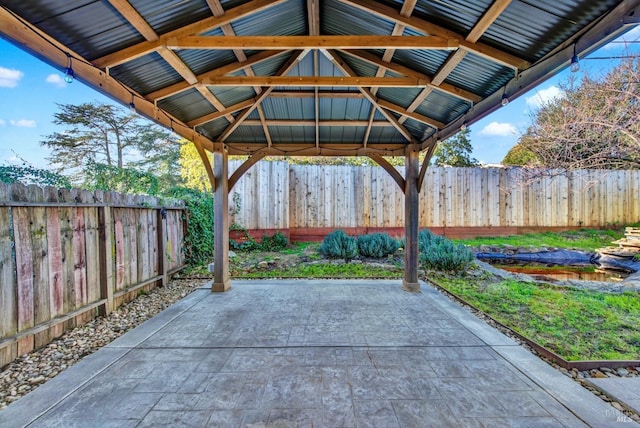 view of patio / terrace featuring a gazebo