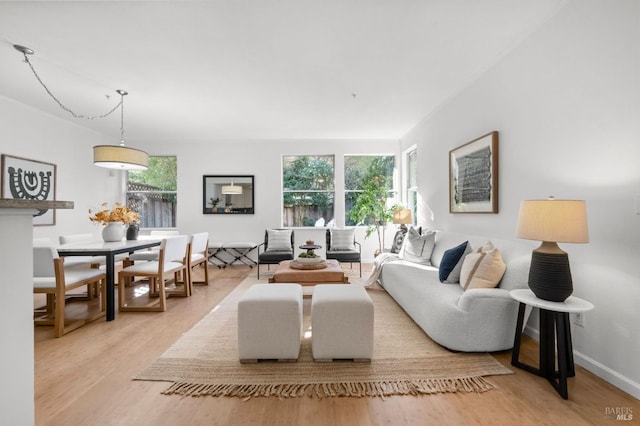 living room with light wood-type flooring