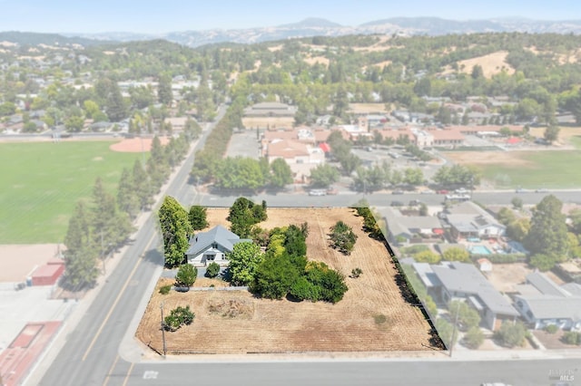 bird's eye view with a mountain view