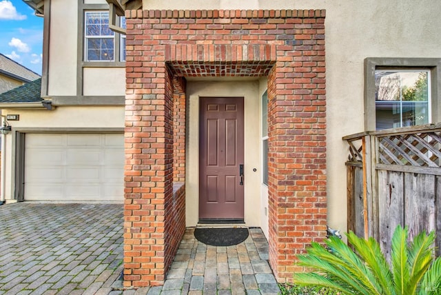 entrance to property with a garage