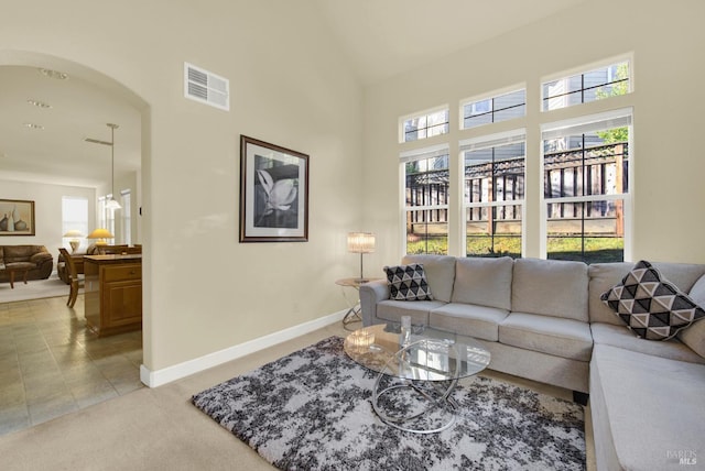 view of tiled living room