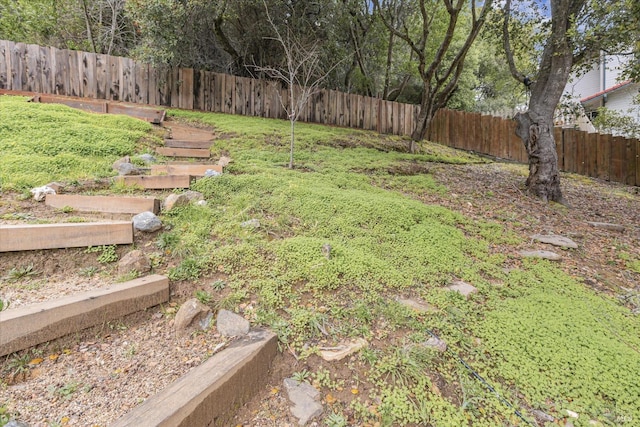 view of yard featuring a fenced backyard