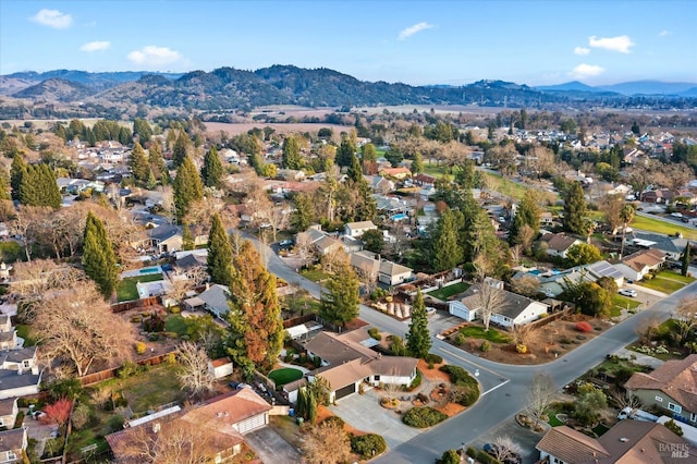 bird's eye view featuring a mountain view