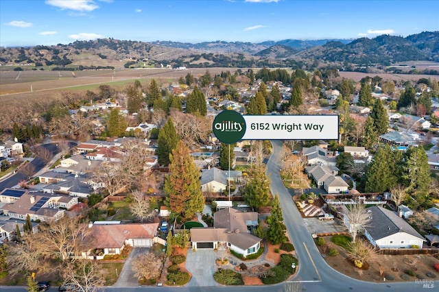 aerial view with a mountain view