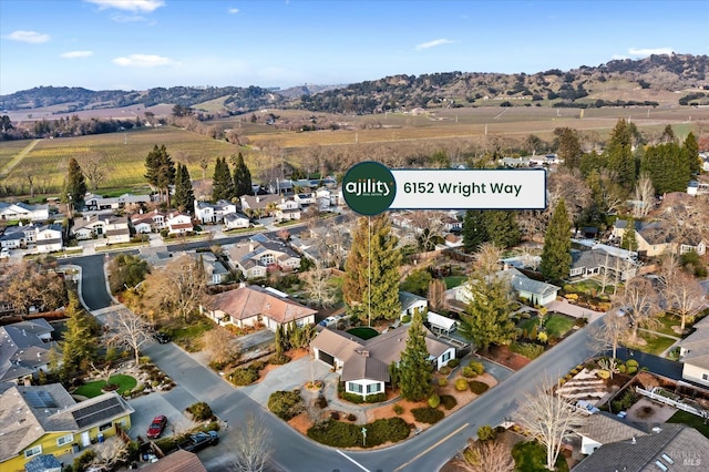 aerial view with a mountain view