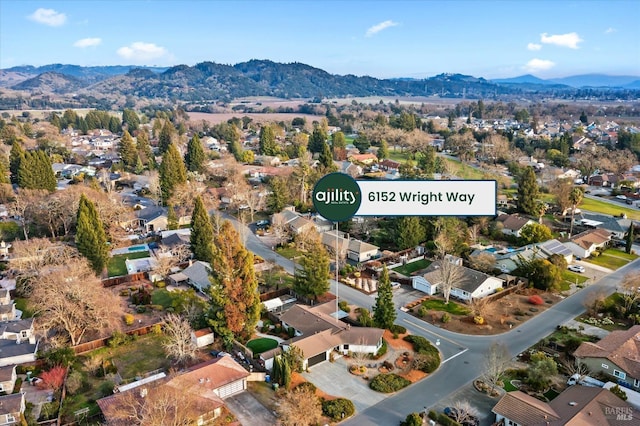 aerial view with a mountain view