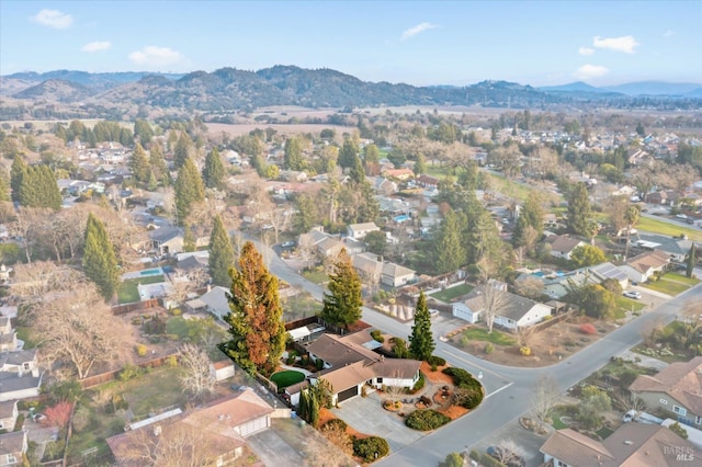 aerial view with a mountain view