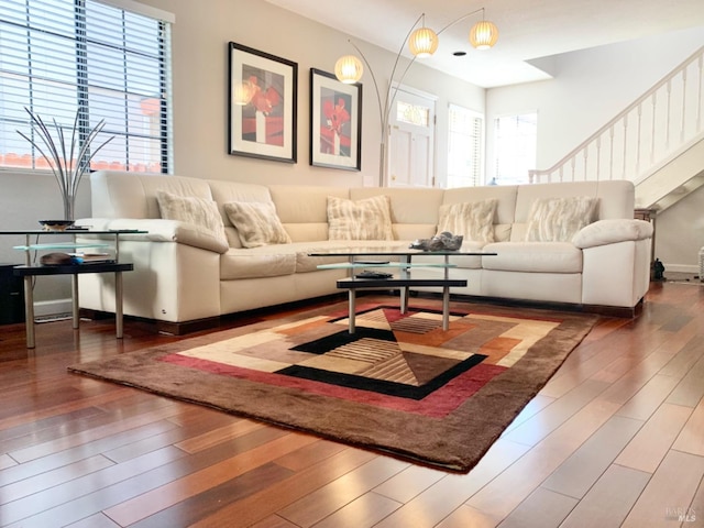 living room featuring hardwood / wood-style flooring