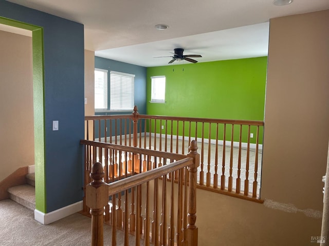 hallway with carpet floors