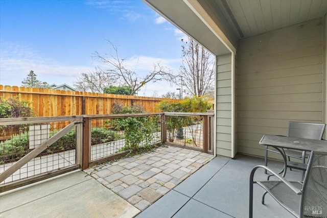 balcony with a patio area