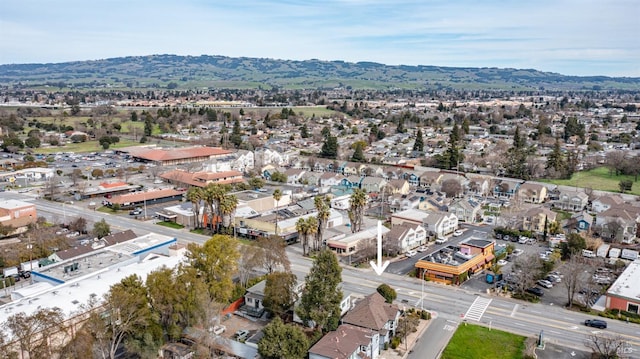 aerial view featuring a residential view and a mountain view