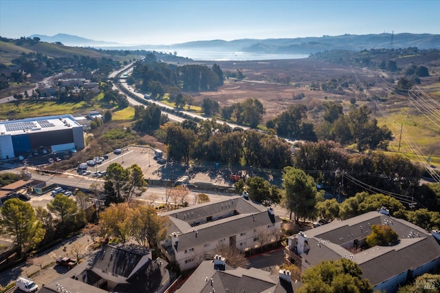 aerial view with a mountain view