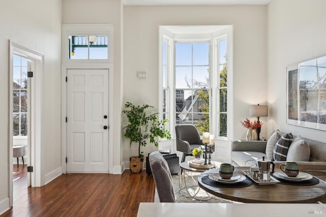 foyer entrance featuring dark hardwood / wood-style floors