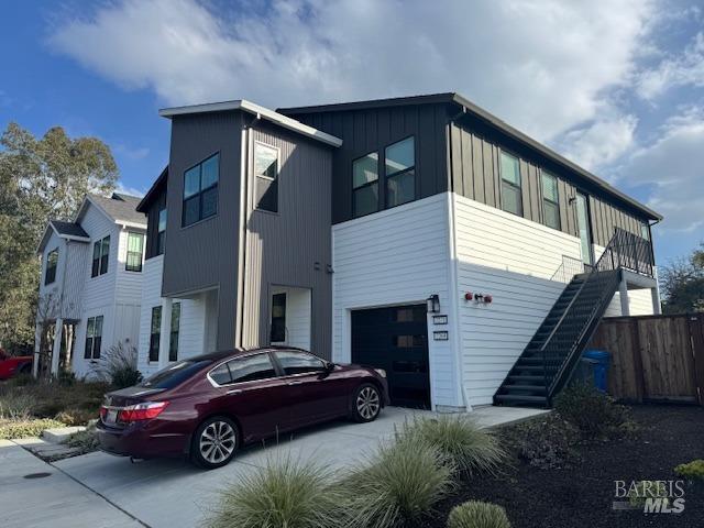 exterior space featuring a garage