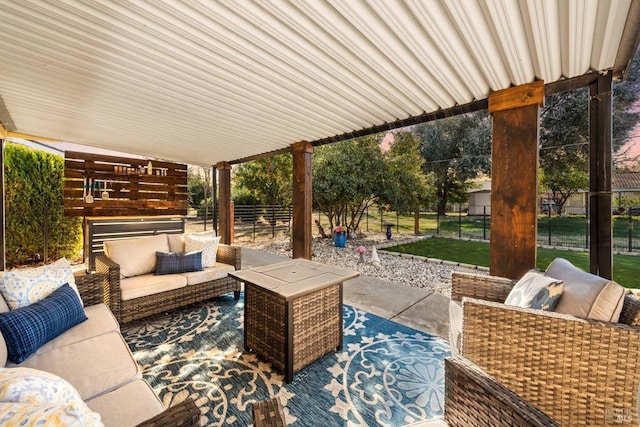 view of patio featuring an outdoor living space