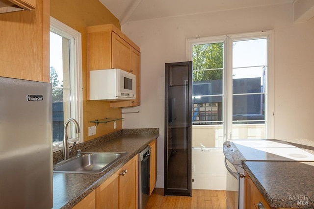 kitchen featuring sink, stainless steel appliances, and light wood-type flooring