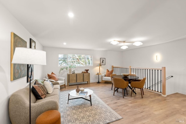 living room featuring light hardwood / wood-style floors