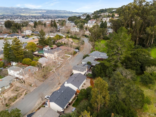 birds eye view of property featuring a mountain view