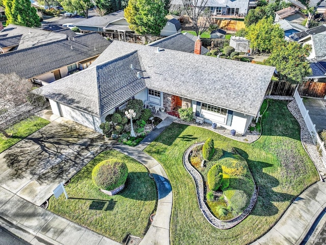 bird's eye view featuring a residential view