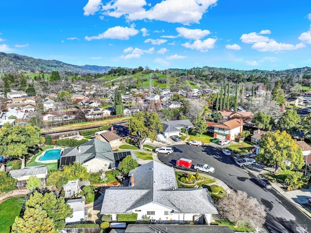 aerial view with a mountain view