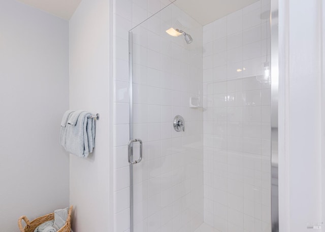 bathroom with a stall shower